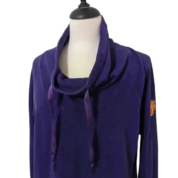 Columbia Clemson Purple Long Sleeve Cowl Neck Sweat Shirt Size Large - Picture 2 of 9